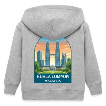 Kuala Lumpur Malaysia Vintage-Reiseillustration - Kinder Organic Kapuzenjacke Mini Cultivator von Stanley/Stella - Grau meliert - Hinten