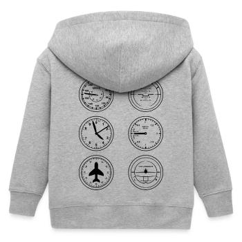 Flight Instruments - Kids Organic Zip-up Hoodie by Stanley/Stella - heather grey - Back