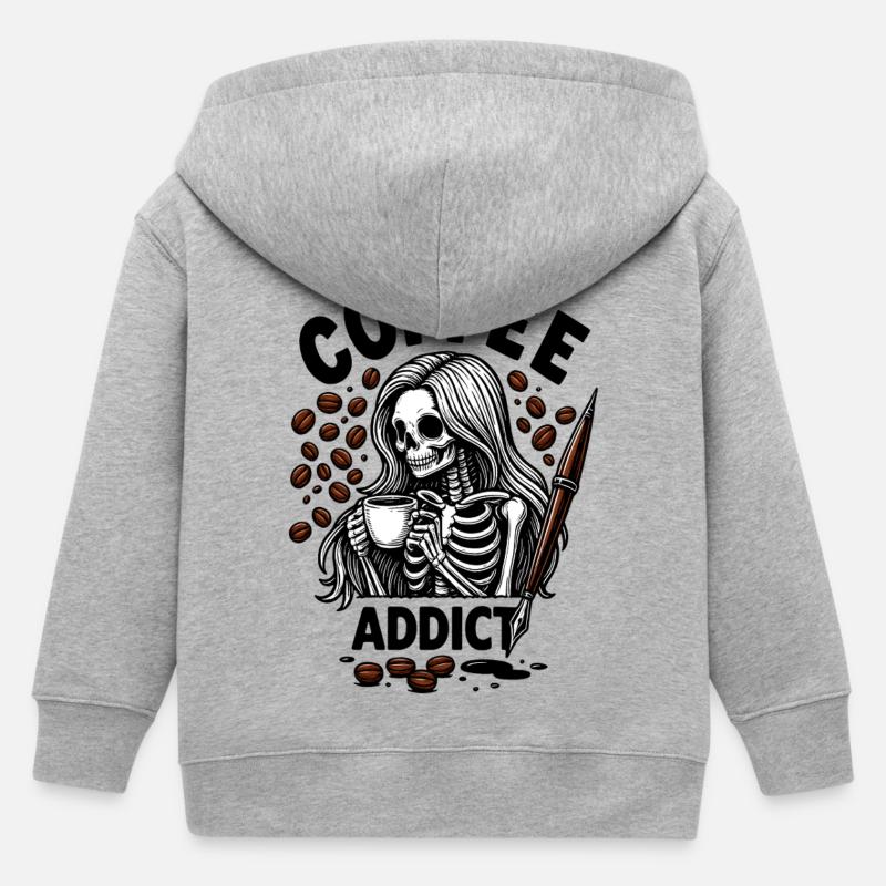 Café jusqu’à la mort - Veste à capuche enfant bio Stanley/Stella - gris chiné