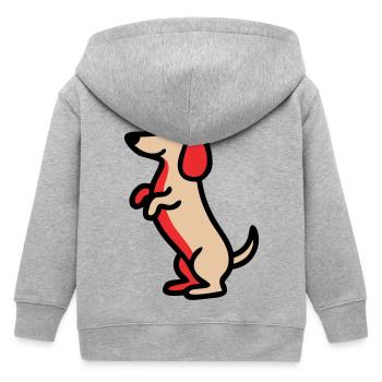 Süßer Dackel Hund Männchen Comic - Kinder Organic Kapuzenjacke Mini Cultivator von Stanley/Stella - Grau meliert - Hinten