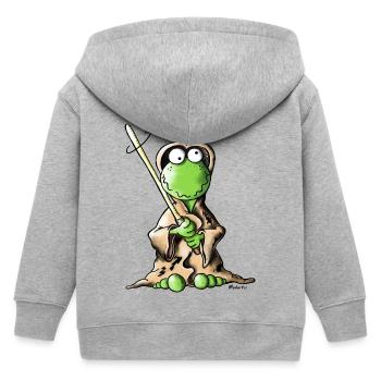 Jedifrosch - Frosch - Kinder Organic Kapuzenjacke Mini Cultivator von Stanley/Stella - Grau meliert - Hinten
