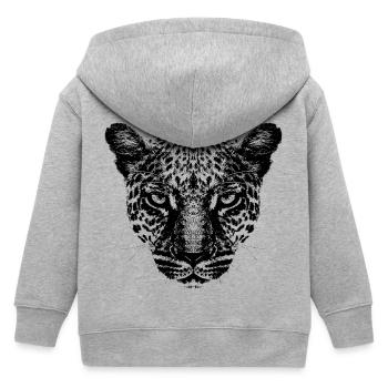 Leopard / Kopf / Schwarz - Kinder Organic Kapuzenjacke Mini Cultivator von Stanley/Stella - Grau meliert - Hinten