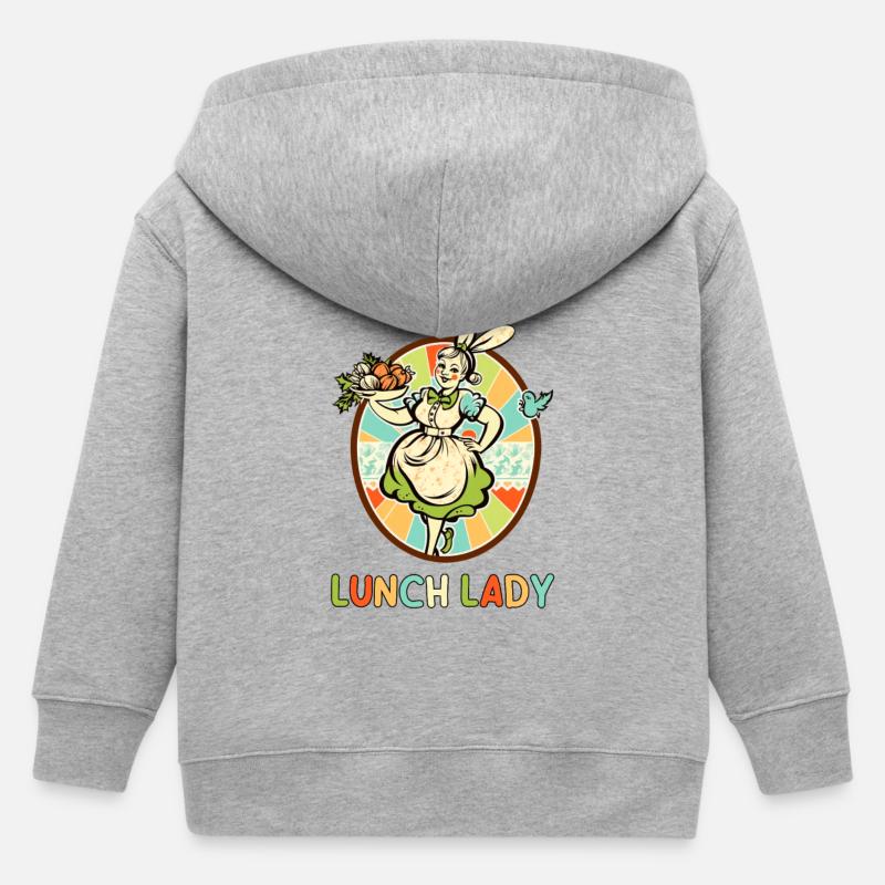 Tablier rétro Lunch Lady - Veste à capuche enfant bio Stanley/Stella - gris chiné