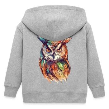 Eule Uhu Vogel Nachtvogel Tier Nacht Mond Natur - Kinder Organic Kapuzenjacke Mini Cultivator von Stanley/Stella - Grau meliert - Hinten