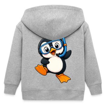 Cute Penguin Holiday Diving Water Summer Sea - Kids Organic Zip-up Hoodie by Stanley/Stella - heather grey - Back