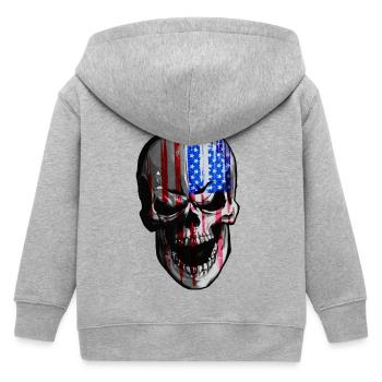 American Skull - Cooles, provokatives Skull-Shirt - Kinder Organic Kapuzenjacke Mini Cultivator von Stanley/Stella - Grau meliert - Hinten