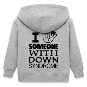 Down syndrome lovers - Kids Organic Zip-up Hoodie by Stanley/Stella - heather grey - Back