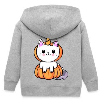 Halloween Einhorn Katze - Kinder Organic Kapuzenjacke Mini Cultivator von Stanley/Stella - Grau meliert - Hinten