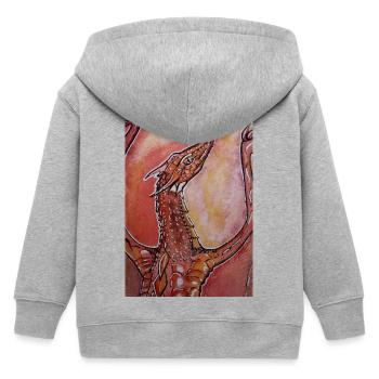 Dragon rouge peint à la main - Veste à capuche enfant bio Stanley/Stella - gris chiné - Dos