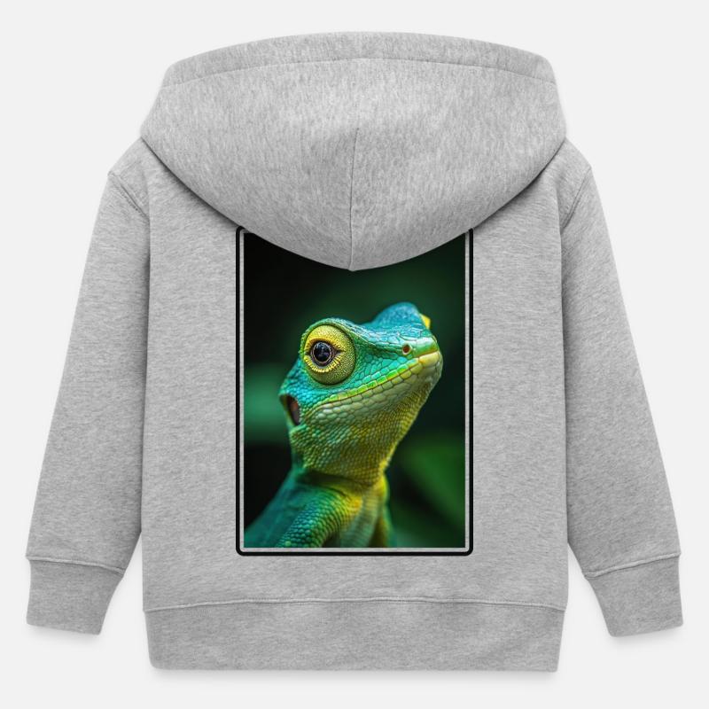 Eidechsen Eidechse - Kinder Organic Kapuzenjacke Mini Cultivator von Stanley/Stella - Grau meliert