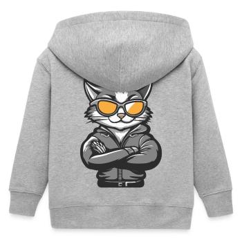 Katze Comic Cool - Kinder Organic Kapuzenjacke Mini Cultivator von Stanley/Stella - Grau meliert - Hinten