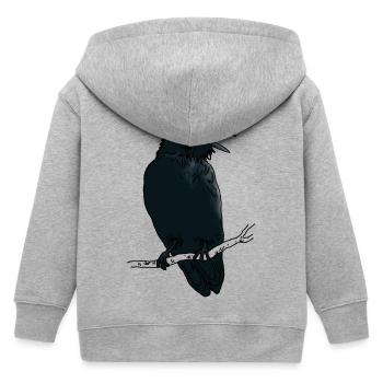 Black Raven - Kids Organic Zip-up Hoodie by Stanley/Stella - heather grey - Back