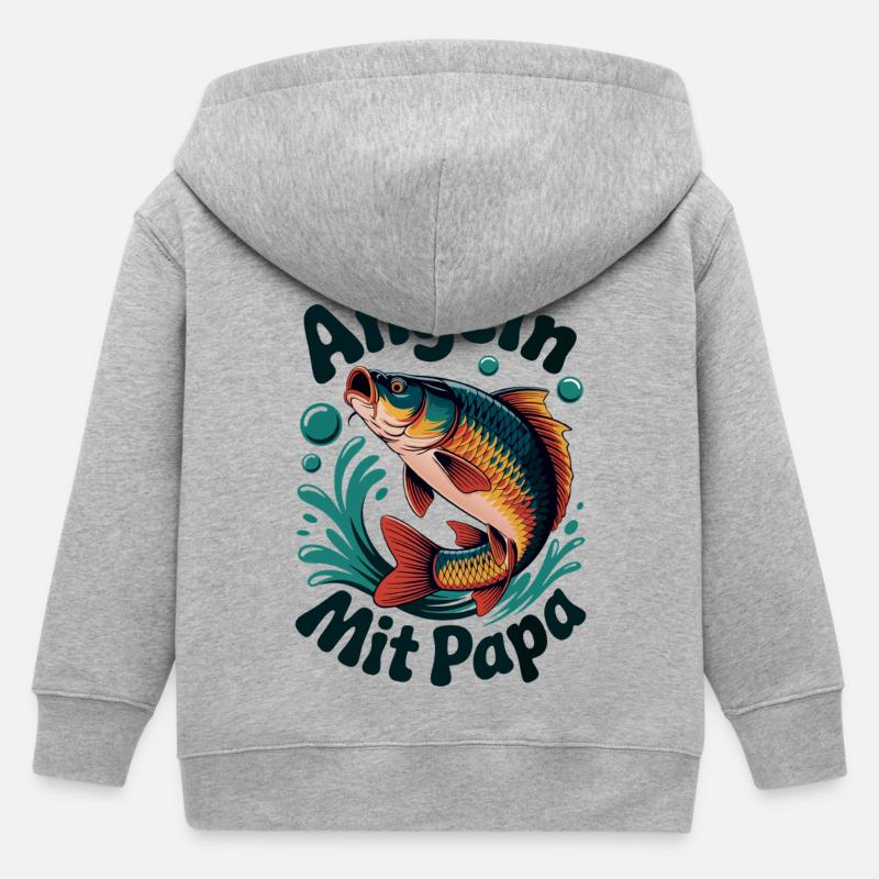 Pêcher avec papa - Veste à capuche enfant bio Stanley/Stella - gris chiné