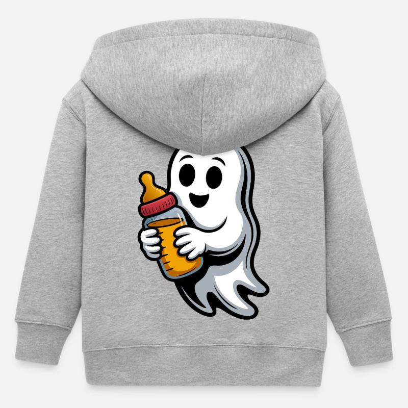 Fantôme câlin avec biberon - Veste à capuche enfant bio Stanley/Stella - gris chiné