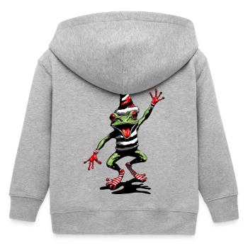 Tanzender Frosch mit Weihnachtsmütze - Kinder Organic Kapuzenjacke Mini Cultivator von Stanley/Stella - Grau meliert - Hinten
