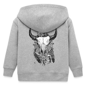 Skull Tattoo - Kids Organic Zip-up Hoodie by Stanley/Stella - heather grey - Back