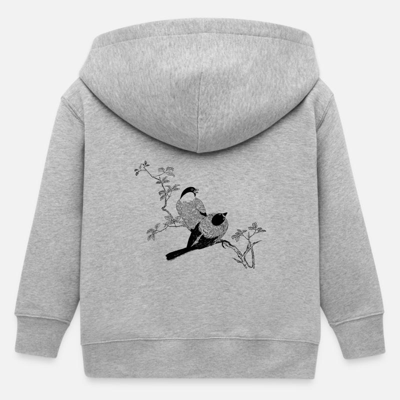 Oiseaux Esquisse a branche - Veste à capuche enfant bio Stanley/Stella - gris chiné