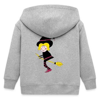 Hexe auf der Besen - Kinder Organic Kapuzenjacke Mini Cultivator von Stanley/Stella - Grau meliert - Hinten