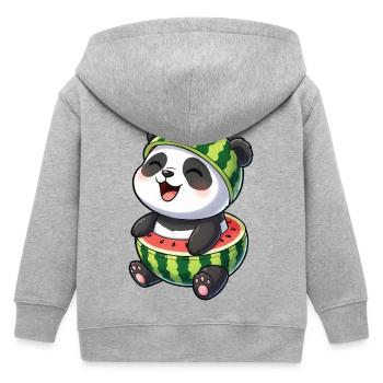 Mignon panda melon cartoon Waterfruit Summer Joy - Veste à capuche enfant bio Stanley/Stella - gris chiné - Dos