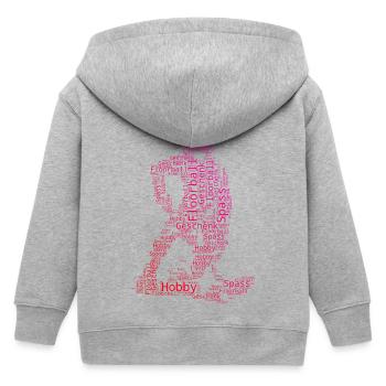 Characterful floorball design - Kids Organic Zip-up Hoodie by Stanley/Stella - heather grey - Back