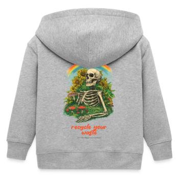 Recycle Your Garbage Garden Skeleton - Kids Organic Zip-up Hoodie by Stanley/Stella - heather grey - Back
