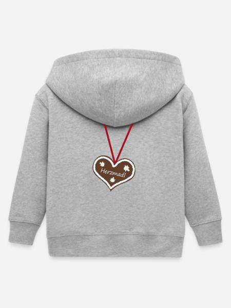 HERZMADL - Kinder Organic Kapuzenjacke Mini Cultivator von Stanley/Stella - Grau meliert