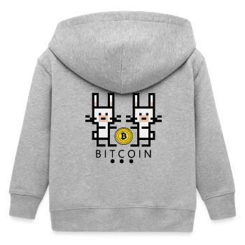 white rabbits collect bitcoin - Kids Organic Zip-up Hoodie by Stanley/Stella - heather grey - Back