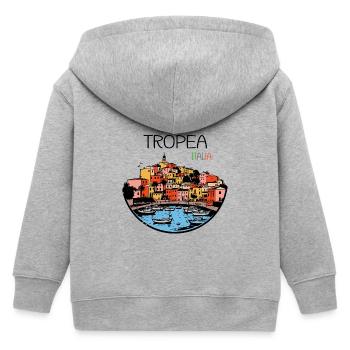 Tropea, Calabria, Italy - Kids Organic Zip-up Hoodie by Stanley/Stella - heather grey - Back