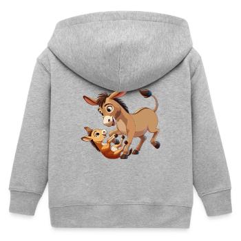 Eselmutter tollt mit Kind braun - Kinder Organic Kapuzenjacke Mini Cultivator von Stanley/Stella - Grau meliert - Hinten