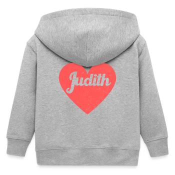 Judith Name Rotes Herz Liebe Fan Retro - Kinder Organic Kapuzenjacke Mini Cultivator von Stanley/Stella - Grau meliert - Hinten