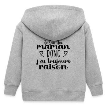 Toujours raison maman cadeau - Veste à capuche enfant bio Stanley/Stella - gris chiné - Dos