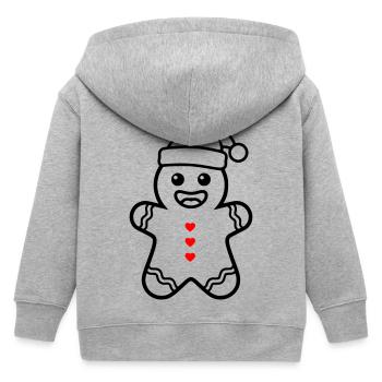 Bonhomme en pain d’épices sucré | Noël avec le cœur - Veste à capuche enfant bio Stanley/Stella - gris chiné - Dos