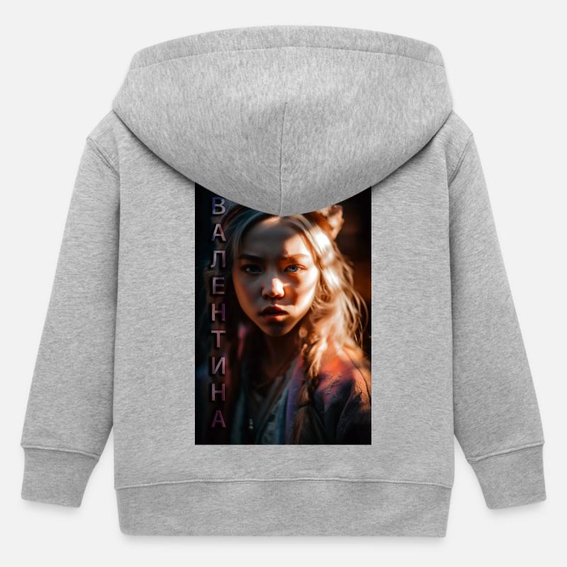 Valentyna typo - Veste à capuche enfant bio Stanley/Stella - gris chiné