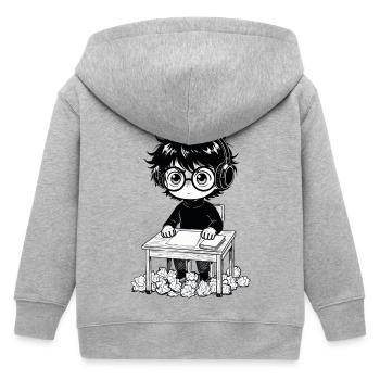 Schüleraufkleber Headset Sättigung Schwarz-Weiß - Kinder Organic Kapuzenjacke Mini Cultivator von Stanley/Stella - Grau meliert - Hinten