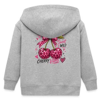 Sweet Cherry Vibes Leopard Cherries - Kids Organic Zip-up Hoodie by Stanley/Stella - heather grey - Back