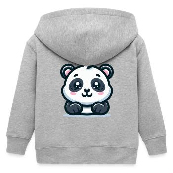 Panda Bear: Cartoon Theme - Kids Organic Zip-up Hoodie by Stanley/Stella - heather grey - Back