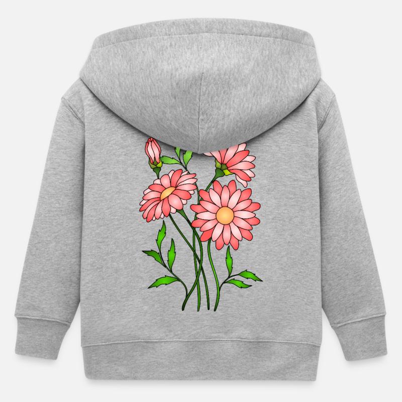 Blomster - Hettegenser med glidelås barn økologisk Stanley/Stella - gråmelert