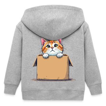 Chat assis dans un emballage en carton Humour drôle typique - Veste à capuche enfant bio Stanley/Stella - gris chiné - Dos