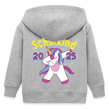 Schulkind 2025 Einhorn Einschulung Schule Schüler - Kinder Organic Kapuzenjacke Mini Cultivator von Stanley/Stella - Grau meliert - Hinten