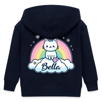 Bella Name First Name Unicorn Cat - Kids Organic Zip-up Hoodie by Stanley/Stella - navy - Back