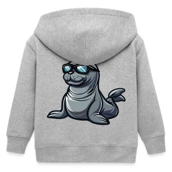 Robbe Tier Comic Cool - Kinder Organic Kapuzenjacke Mini Cultivator von Stanley/Stella - Grau meliert - Hinten
