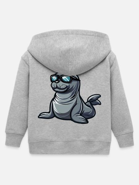 Robbe Tier Comic Cool - Kinder Organic Kapuzenjacke Mini Cultivator von Stanley/Stella - Grau meliert