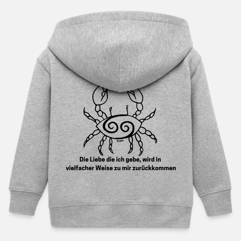 Signe du zodiaque Cancer - Veste à capuche enfant bio Stanley/Stella - gris chiné