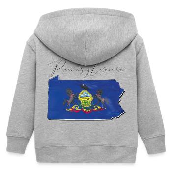Pennsylvania Flagge in Pennsylvania Landkarte PA - Kinder Organic Kapuzenjacke Mini Cultivator von Stanley/Stella - Grau meliert - Hinten