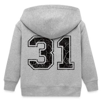 Zahl 31 im Used Look - Kinder Organic Kapuzenjacke Mini Cultivator von Stanley/Stella - Grau meliert - Hinten