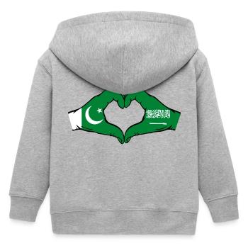 Pakistan Arabie Saoudite Drapeau Mains Coeur Forme - Veste à capuche enfant bio Stanley/Stella - gris chiné - Dos