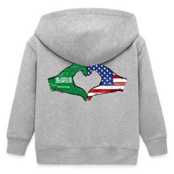 Arabie Saoudite États-Unis Drapeau Mains Coeur Forme Utilisé - Veste à capuche enfant bio Stanley/Stella - gris chiné - Dos