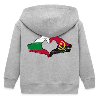 Bulgarie Angola drapeau mains forme de coeur utilisé - Veste à capuche enfant bio Stanley/Stella - gris chiné - Dos
