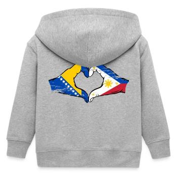 Bosnien Philippinen Flagge Hände Herzform used - Kinder Organic Kapuzenjacke Mini Cultivator von Stanley/Stella - Grau meliert - Hinten