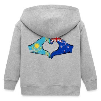 Kasachstan Neuseeland Flagge Hände Herzform used - Kinder Organic Kapuzenjacke Mini Cultivator von Stanley/Stella - Grau meliert - Hinten
